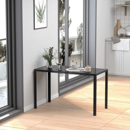 LED kitchen dining table for 4, tempered glass, black