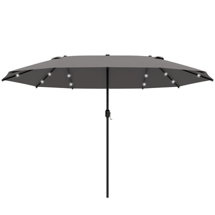 Large LED Garden Umbrella, Oval 440x260cm, Dark Grey