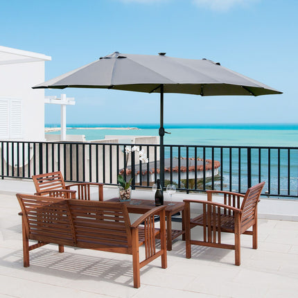 Large LED Garden Umbrella, Oval 440x260cm, Dark Grey