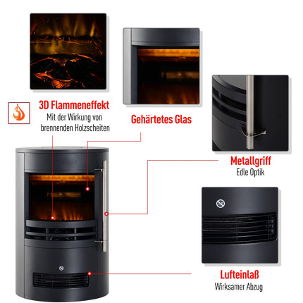 Electric stove, Flame effect, 900/2000W, 41x41x64.5cm