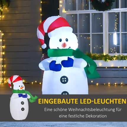 LED Santa Claus & Snowman Inflatable, 120cm, warm white