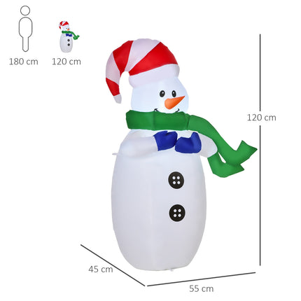 LED Santa Claus & Snowman Inflatable, 120cm, warm white