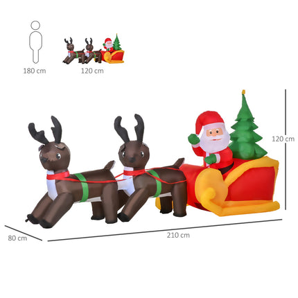 Inflatable LED Santa & Sleigh Christmas Decoration, IP44