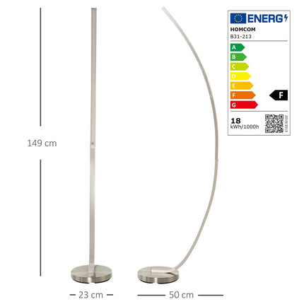 Curved LED floor lamp - warm white, aluminium, 149 cm