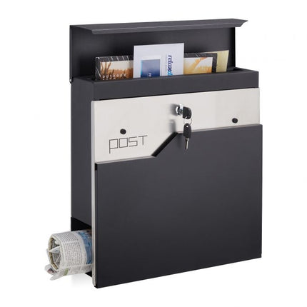 Letterbox with newspaper holder