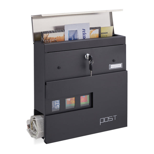 Letterbox with newspaper holder