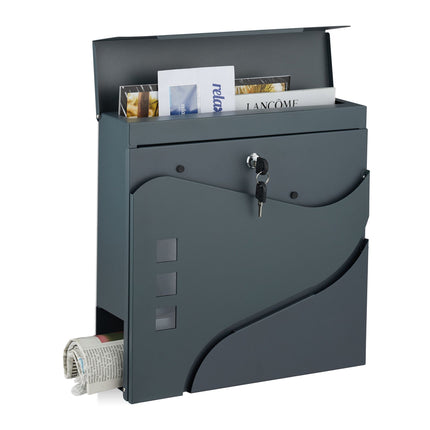 Letterbox with newspaper holder anthracite grey