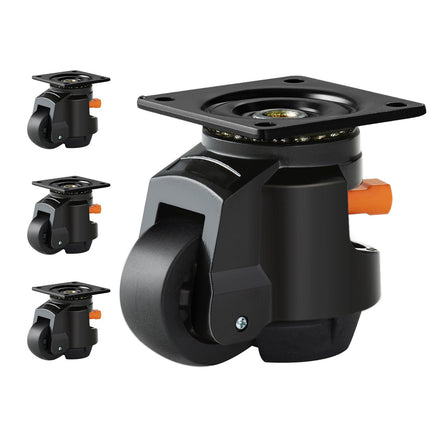 Leveling Casters Set of 4, 2.5 In Swivel, 2200 Lb