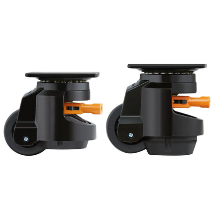 Leveling Casters Set of 4, 2.5 In Swivel, 2200 Lb