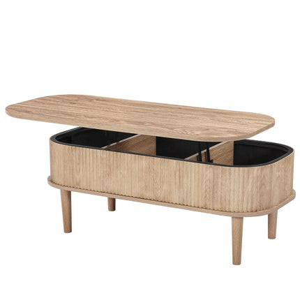 Lift Top Coffee Table, 39.4 In Oval With Hidden Storage