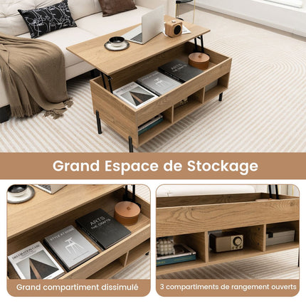 Lift-Top Coffee Table, Pneumatic Lift, Hidden Storage