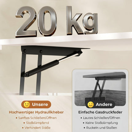 Lift-Top Coffee Table With Hidden Storage, 100 x 50 cm, White