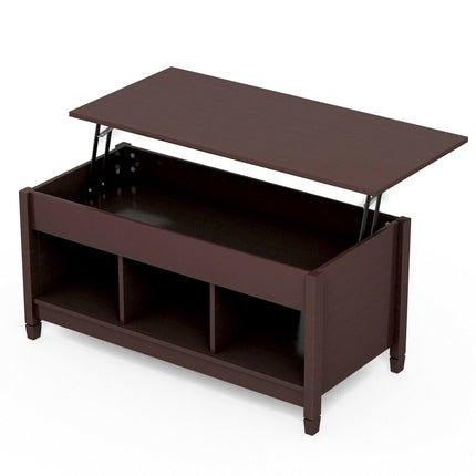 Lift-Top Coffee Table with Hidden Storage, 3 Shelves