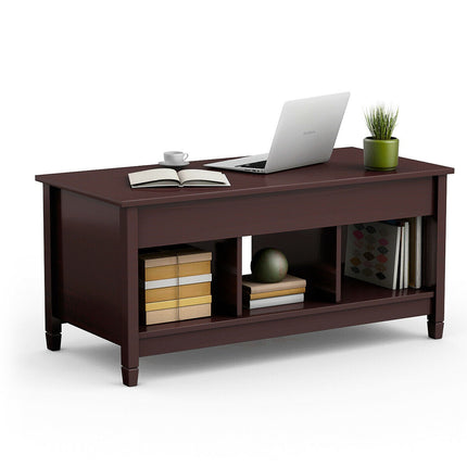 Lift-Top Coffee Table with Hidden Storage, 3 Shelves