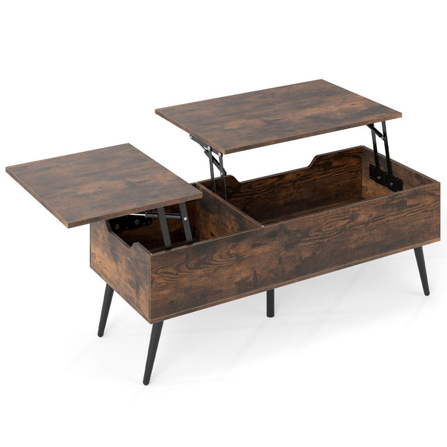 Lift-Top Coffee Table with Hidden Storage, Adjustable Height
