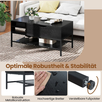 Lift-Top Coffee Table with Hidden Storage, Black Wood