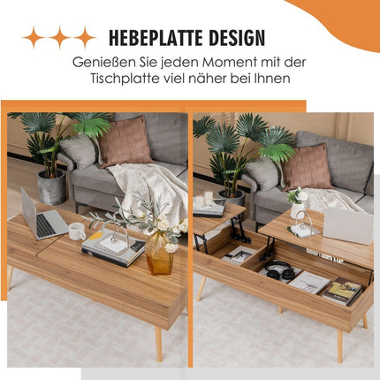 Lift-Top Coffee Table with Storage, 120x49x42 cm, Brown