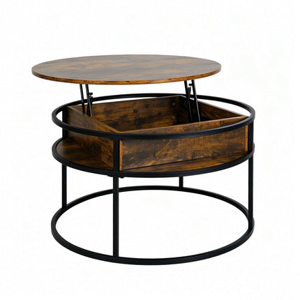 Lift-Top Coffee Table with Storage, Black Industrial Design