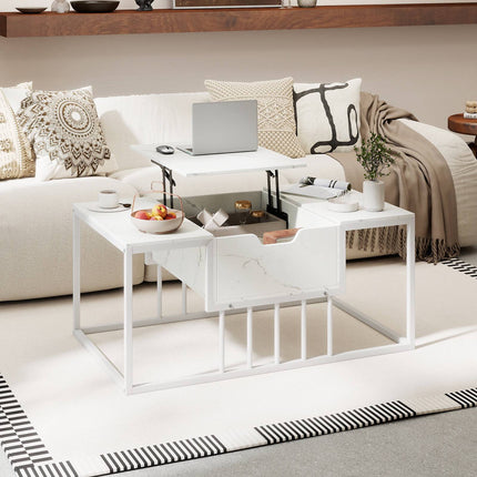 Lift-Top Coffee Table with Storage, White – Engineered Wood