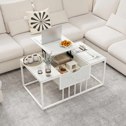 Lift-Top Coffee Table with Storage, White – Engineered Wood