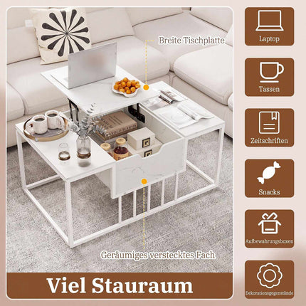 Lift-Top Coffee Table with Storage, White – Engineered Wood
