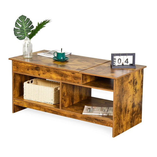 Lift-Top Coffee Table with Storage and Shelves