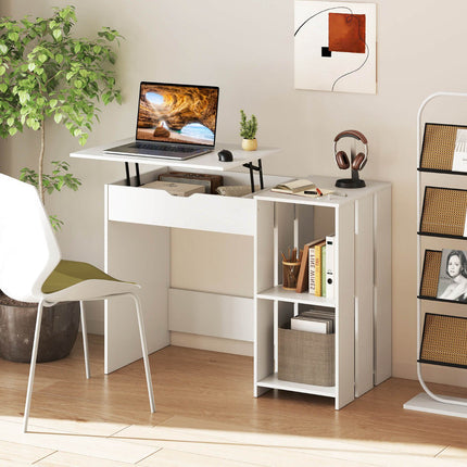 Lift-Top Sit-Stand Computer Desk, 100 x 49 cm, White