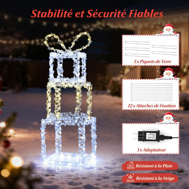Lighted Christmas Gift Boxes Set of 3, LED, Outdoor