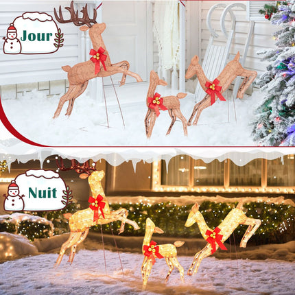 Lighted Christmas Reindeer Set, 3-Piece, 255 Warm Lights