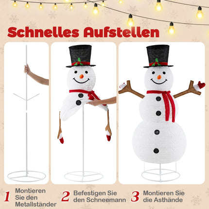 Lighted Christmas Snowman 6ft, 200 Cool White LEDs