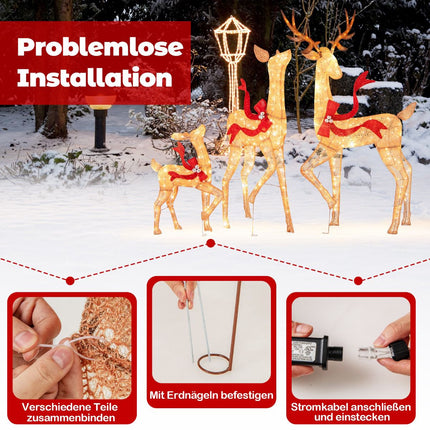 Lighted Reindeer Family Set, 3-Piece, 440 Warm White LEDs