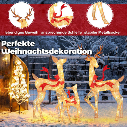 Lighted Reindeer Family Set, 3-Piece, 440 Warm White LEDs