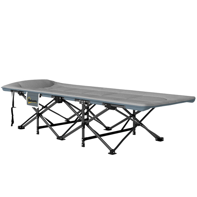 Veldbed opvouwbaar campingbed met matraskussen zijvak 190 x 65 x 37 cm campingligstoel voor volwassenen logeerbed tot 150 kg opklapbed voor buiten, tuin campingreizen lichtgrijs | Aosoom