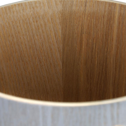 Light gray wooden wastebasket