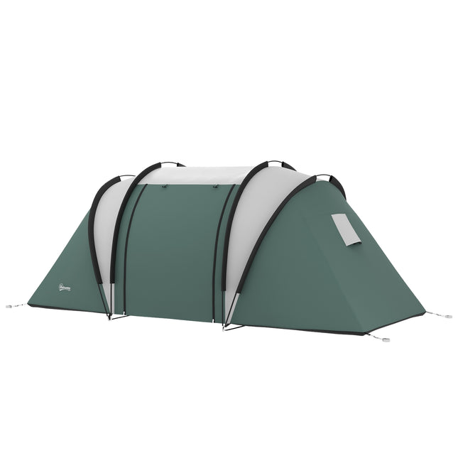 Kampeertent voor 4-5 personen, lichtgewicht, waterafstotende familietent met 2 kamer zijdeurramen, tent met 3000 mm waterkolom, tunneltent, koepeltent voor kamperen, reizen, tuin