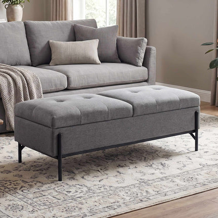 Linen Storage Bench with Dual Compartments, 117 x 50 x 44 cm