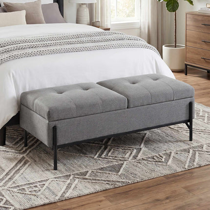 Linen Storage Bench with Dual Compartments, 117 x 50 x 44 cm