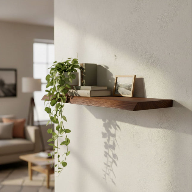 Live Edge Solid Wood Shelf – Floating Wall Display