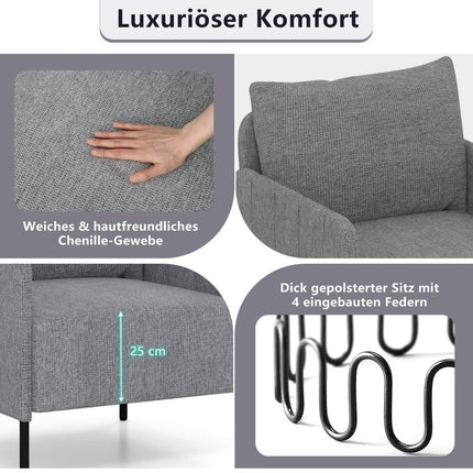 Living Room Armchair with Adjustable Foot Pads, Gray, 73x79x79 cm