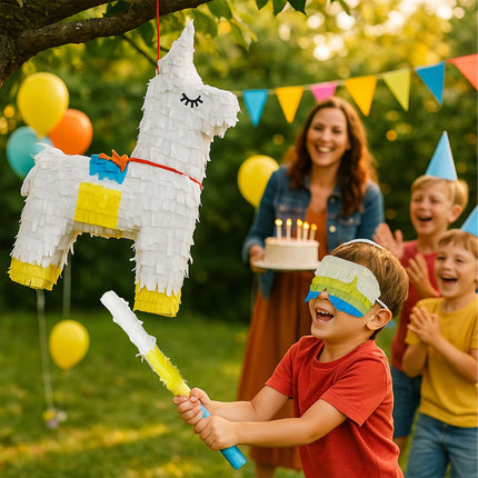 Llama Piñata Set with Stick and Mask