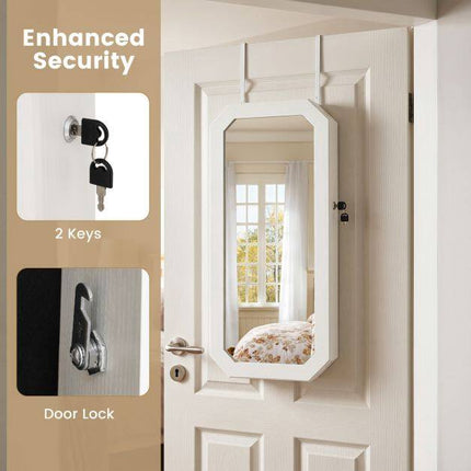 Lockable Full-Length Mirror Jewelry Cabinet with Storage