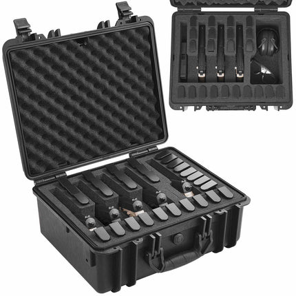 Lockable Hard Pistol Case, IP67 Waterproof, Holds 5