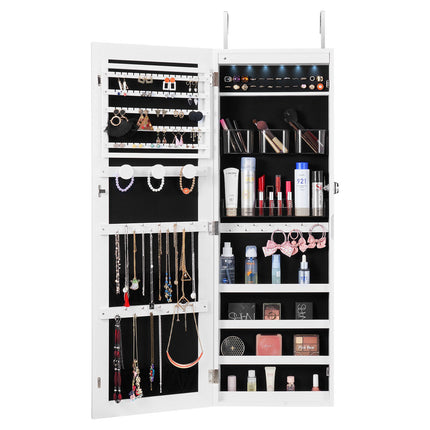 Lockable Jewelry Cabinet Mirror, 42.5 in, LED, White