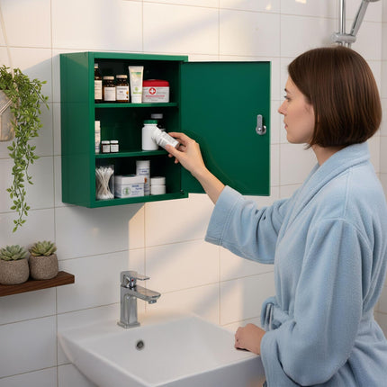 Lockable Medicine Cabinet, 3 Shelves, Wall-Mountable