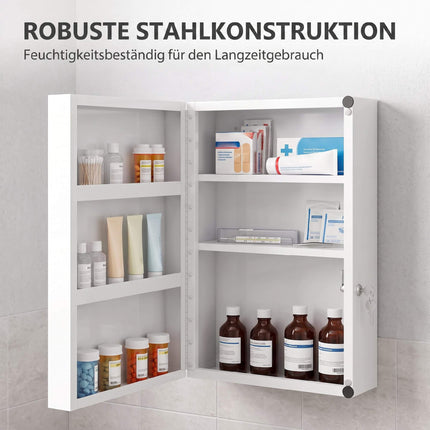 Lockable Medicine Cabinet, 6 Shelves, Steel, Wall-Mounted