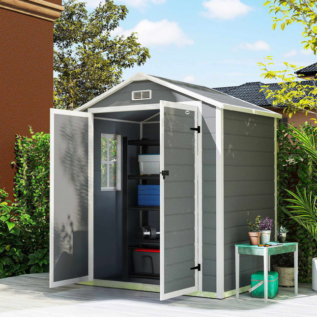 Lockable Metal Garden Shed, Double Door, Window, 1.80 x 1.30 x 2.10 m