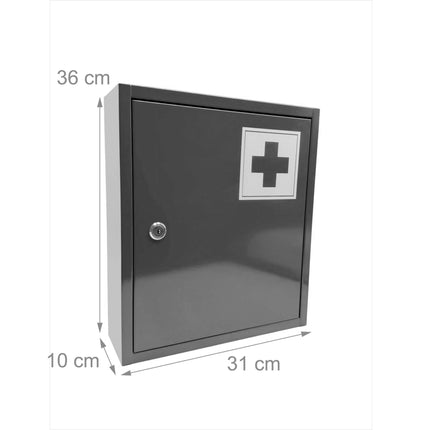 Lockable Metal Medicine Cabinet with 3 Shelves