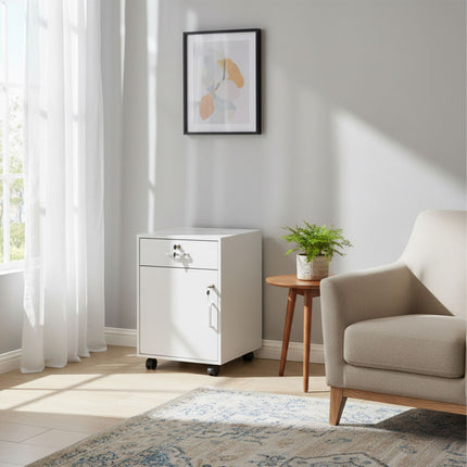 Lockable Mobile Desk Pedestal with Drawer and Compartment