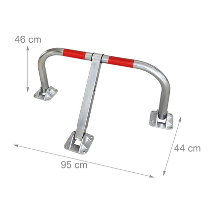 Lockable Steel Parking Barrier, Foldable, Silver/Red