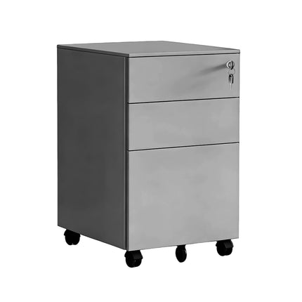 Lockable Steel Rolling File Cabinet, 3 Drawers